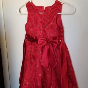 Red polka dot sparkle and satin dress
